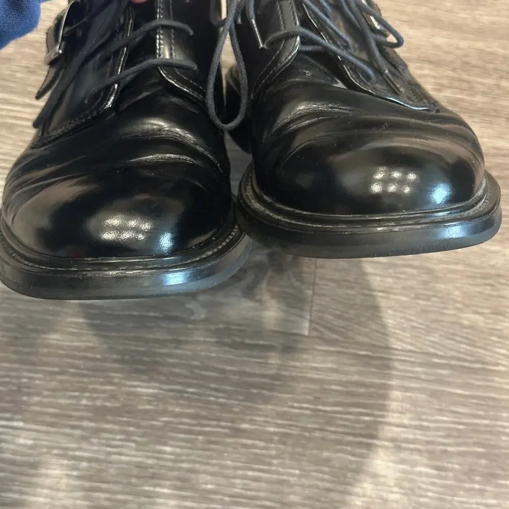 JF J. Ferrar Black Patent Leather Lace-Up Dress Boot Side Buckle Made in Italy 9